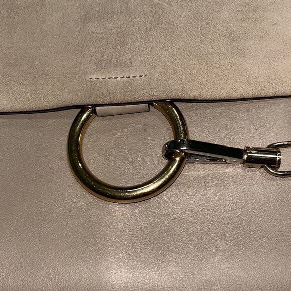 Chloe Faye Medium Shoulder Bag Motty Gray Leather - Picture 9 of 15